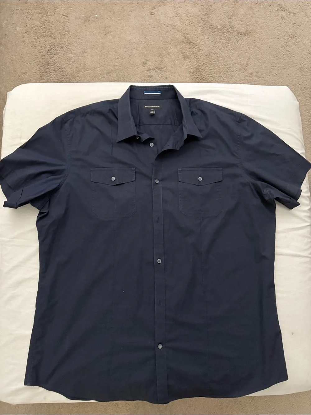 Banana Republic Navy Short-Sleeve Button-Down Shirt
